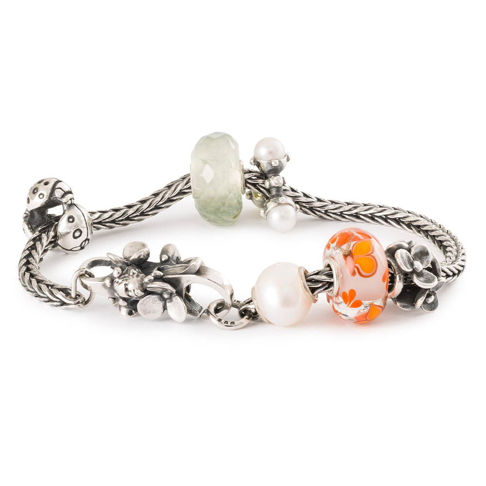 Trollbeads limited-edition Flower fairy bracelet spring 2024 with added beads and a pearl