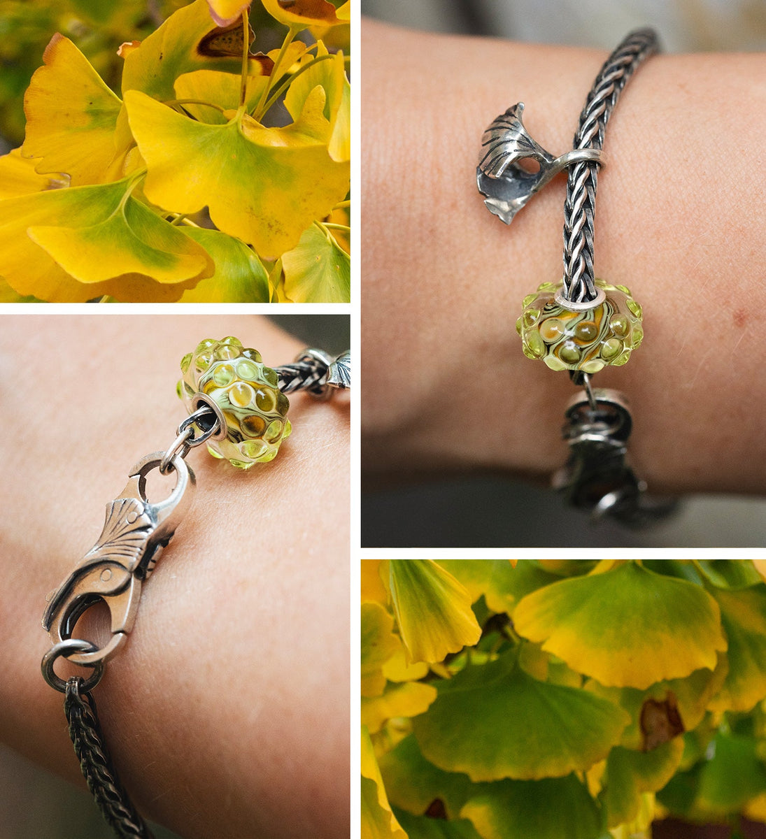 Trollbeads Eternal Vitality bracelet gallery and ginko Biloba leaves