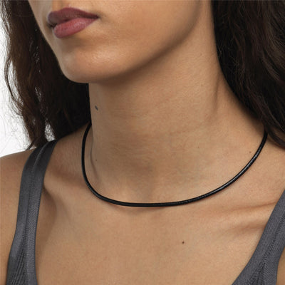 Halskette Leder, Schwarz, ohne Verschluss